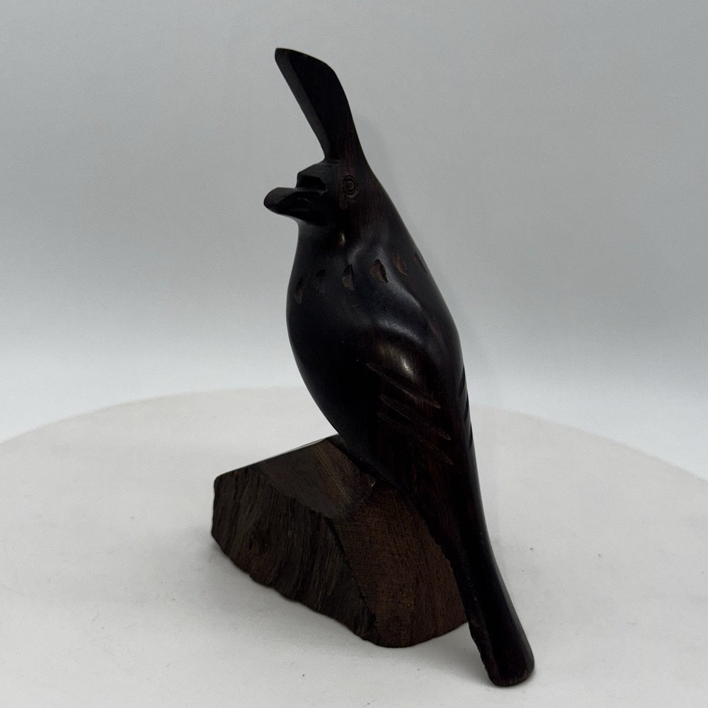 Vintage Hand Carved Ironwood Wooden Quail Bird Sculpture MCM Midcentury Modern